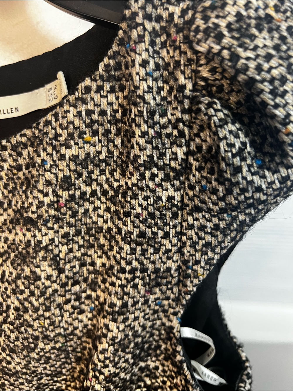 KAREN MILLEN TWEED DRESS I BLACK/ MULTI 8 Medium Wool Blend - Picture 11 of 16